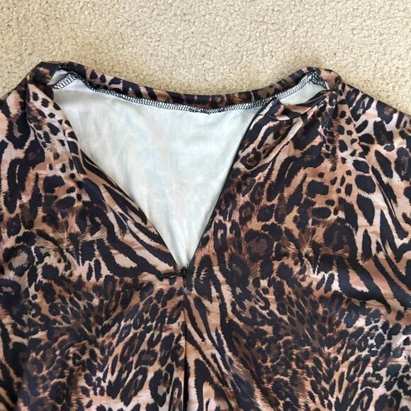 cheetah print quarter zip bodysuit - Picture 3 of 5